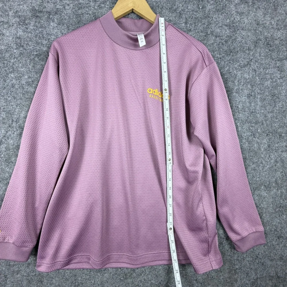 Adidas Basketball Shirt Small Purple Mesh Performance Long Sleeve Mock Neck
